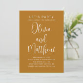 Mosterdgele typografie script bruiloft + QR Kaart (Staand voorkant)