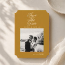 Mosterdgouden Editoriale Foto Save the Date Kaart