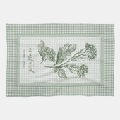 Mosterdkruiden Keukenhanddoek – Groene Gingham Ran (Horizontaal)