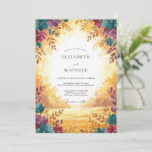 Mosterdpruim Loof Eucalyptus Bruiloft Kaart (Staand voorkant)