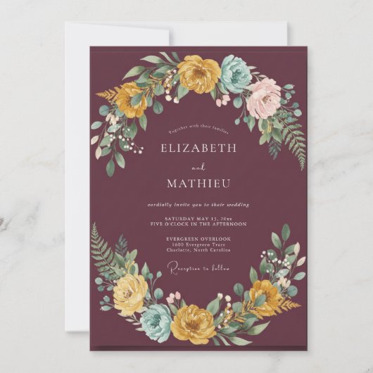 Mosterdpruim Ranunculus Gedempte Eucalyptus Bruilo Kaart (Voorkant)