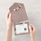  mosterdroze Floral met QR-code All In One Uitnodiging (Afscheurbaar)