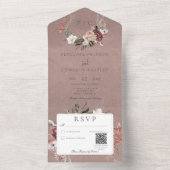  mosterdroze Floral met QR-code All In One Uitnodiging (Binnen)