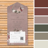  mosterdroze Floral met QR-code All In One Uitnodiging
