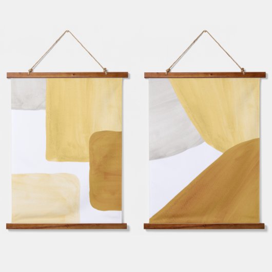 Mosterdtoon abstract hangend wandkleed (Dubbel)