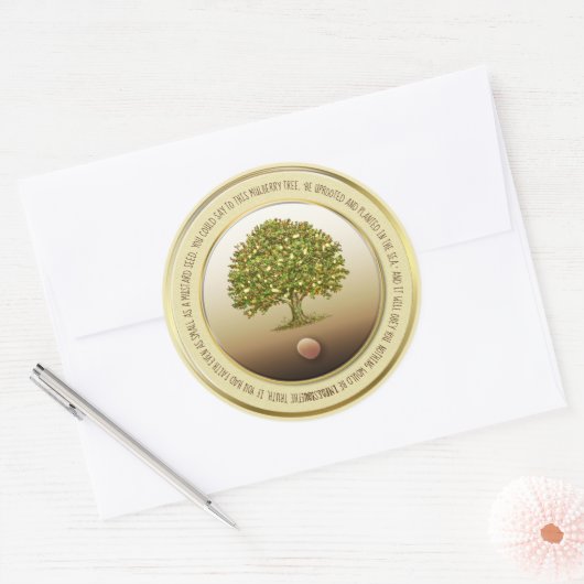 Mosterdzaad, Doop Mailing Accessoires, Geloof Ronde Sticker (Envelop)