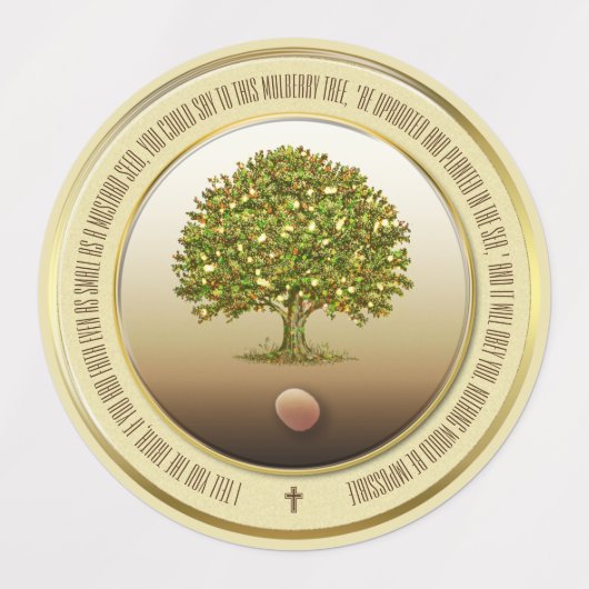 Mosterdzaadbriefpapier, doopcadeau, geloofsgeschen labels (Design 2)