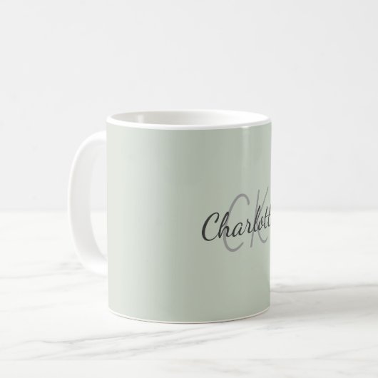 Mostergroen monogram initiaal koffiemok (Voorkant links)