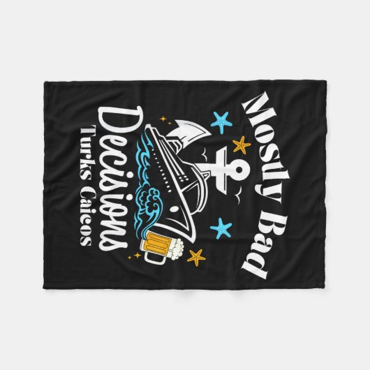 Mostly Bad Decisions Turks Caicos Spring Break Fleece Deken (Voorkant (Horizontaal))