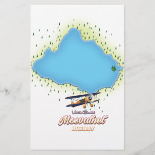 Mosvatnet Noorwegen lakpapier voor meerkaarten. Briefpapier