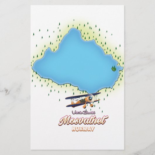 Mosvatnet Noorwegen meer kaart kunstprint. (Voorkant)