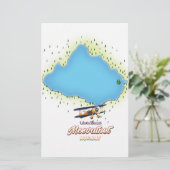 Mosvatnet Noorwegen meer kaart kunstprint. (Staand voorkant)