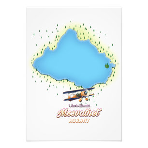 Mosvatnet Noorwegen meer kaart kunstprint. Foto Afdruk