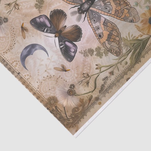 MOT EN VLINDER BLOEMEN DECOUPAGE WEEFSEL PAPIER (Detail)