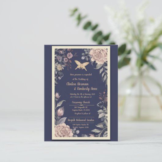 Mot, Roos & Distel Huwelijkskaart II Briefkaart (Staand voorkant)