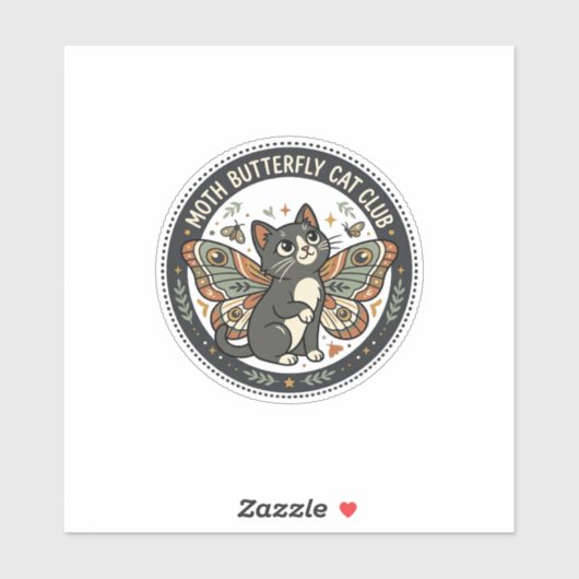 Mot Vlinder Kat POD Vector Kunst - Mot Vlinder Sticker (Vel)