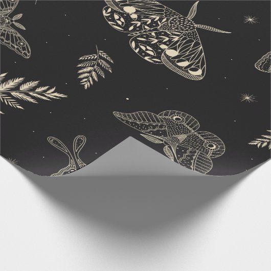 mot vlinder patroon cadeaupapier (Hoek)