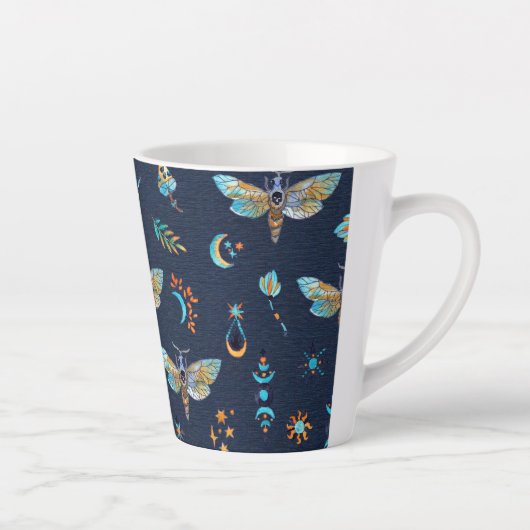 mot vlinderpatroon Latte Mok (Rechts)