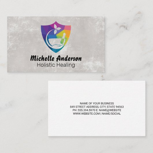 Motar Pestle Medicine Logo | Holistic Healing Logo Visitekaartje (Voorkant / Achterkant)