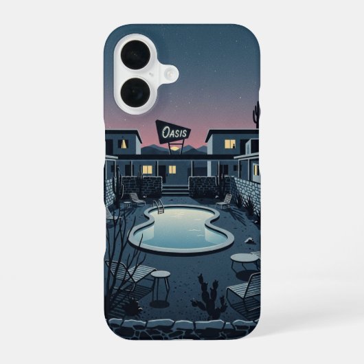 Motel bij schemering iPhone 16 hoesje (Achterkant)