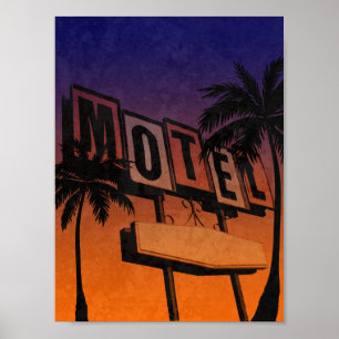  Motel Sign Sunset Poster