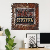 Motel van Vintage 50 - Poster (Thuiskantoor)
