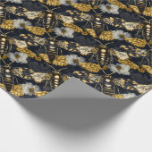 Moten en goudsbloemen Geel en zwart Gotisch Cadeaupapier (Hoek)