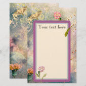 Moten en pansies, gepersonaliseerde romantische ar briefpapier (Voorkant / Achterkant)