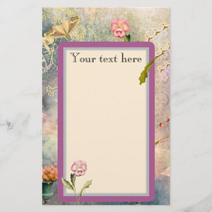 Moten en pansies, gepersonaliseerde romantische ar briefpapier