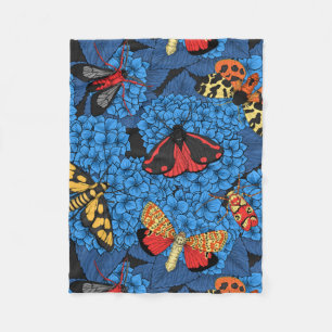 Moten op blauwe hydrangea fleece deken