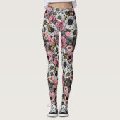 Moten op bloem mengen in roze en grijs leggings (Voorkant)