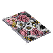 Moten op bloem mengen in roze en grijs notitieboek (Rechterzijde)