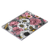 Moten op bloem mengen in roze en grijs notitieboek (Linkerzijde)