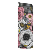 Moten op bloem mengen in roze en grijs thermosbeker (Geroteerd rechts)