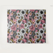 Moten op bloem mengen in roze en grijs wandkleed (Voorkant (horizontaal))