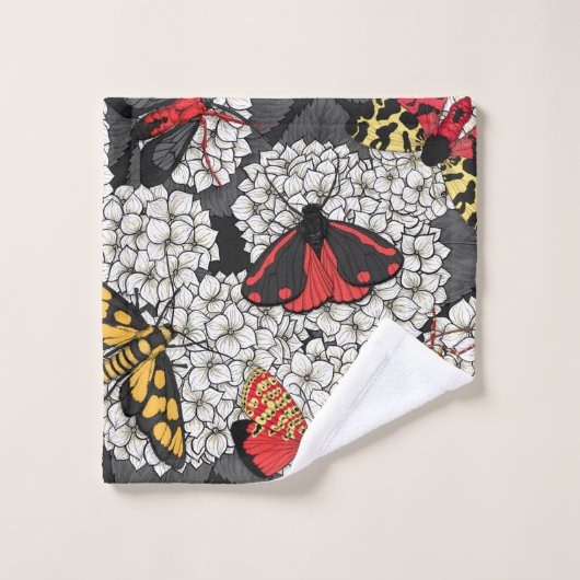 Moten op witte hydrangea bad handdoek (Wasdoekje)