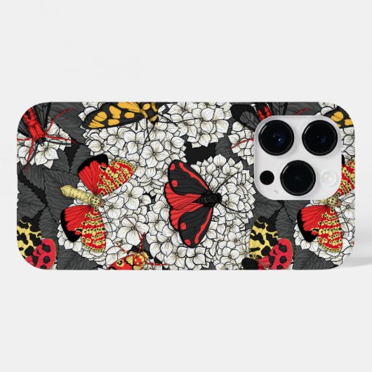 Moten op witte hydrangea Case-Mate iPhone case (Achterkant (horizontaal))