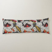 Moten op witte hydrangea lichaamskussen (Achterkant)