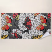 Moten op witte hydrangea strandlaken (Voorkant)