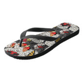 Moten op witte hydrangea teenslippers (Schuin)