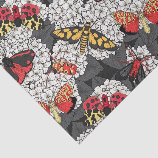 Moten op witte hydrangea tissuepapier (Detail)