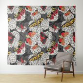 Moten op witte hydrangea wandkleed (In Situ (horizontaal))