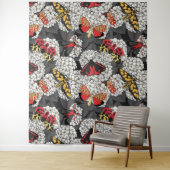 Moten op witte hydrangea wandkleed (In situ)