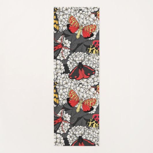 Moten op witte hydrangea yogamat (Voorkant)