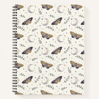 Moth and Moon Spiral Notebook 8.5"x11" Notitieboek
