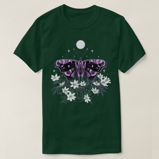 Moth at Night with Anemone Dark Spring Butterfly w T-shirt (Design voorkant)