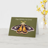 Moth Birthday Insect Art Goblincore Witchy Green Kaart (Gele Bloem)