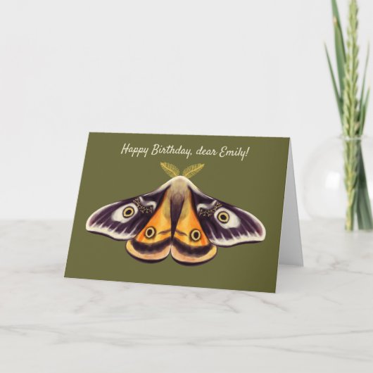 Moth Birthday Insect Art Goblincore Witchy Green Kaart (Voorkant)