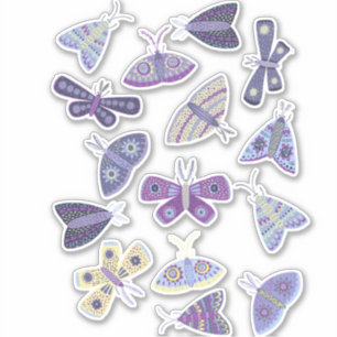 Moth Blue Paarse Art Sticker