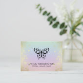 *~* Moth Butterfly Magic Boho Rainbow Pastel Visitekaartje (Staand voorkant)